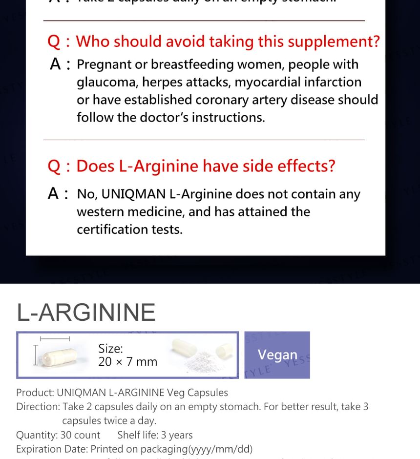 BHK's - Uniqman L-Arginine Veg Capsule