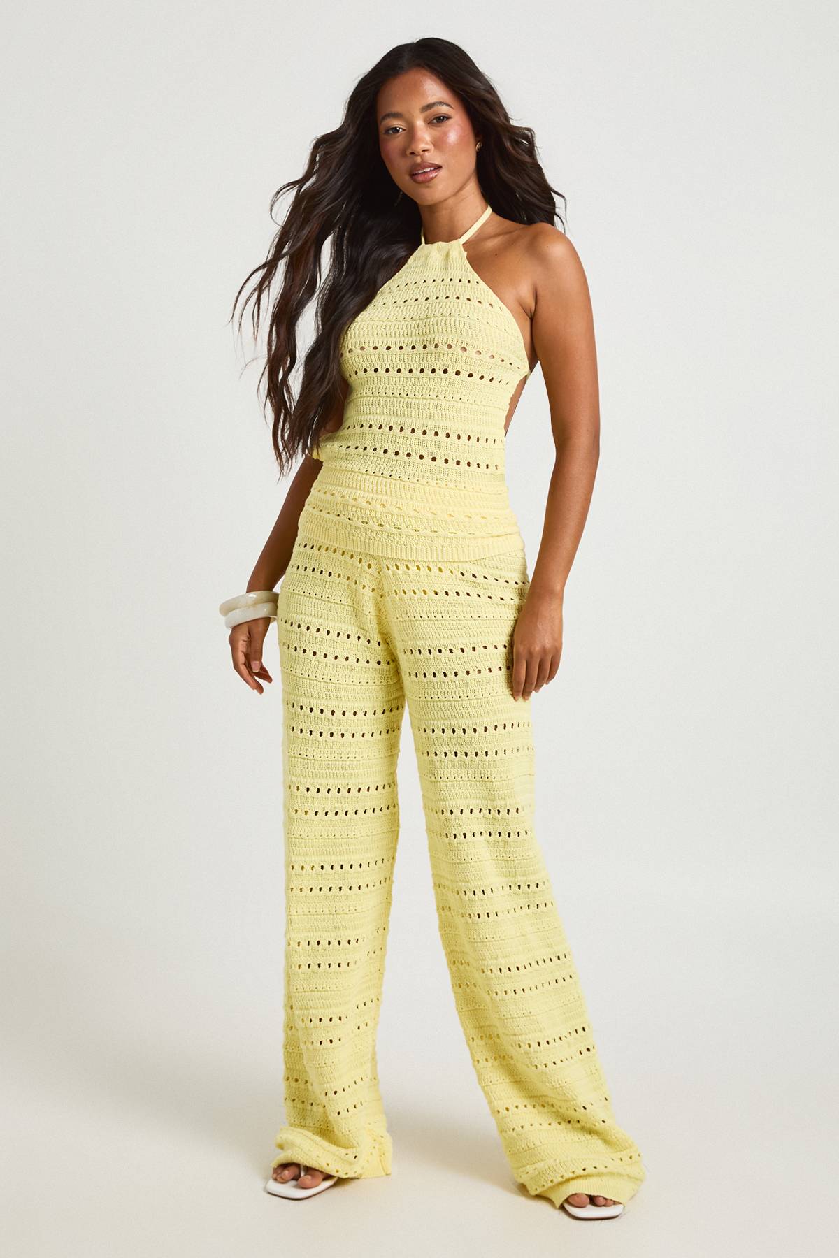 boohoo Ensemble Coordonné Haut Dos Nu En Crochet Et Pantalon Large