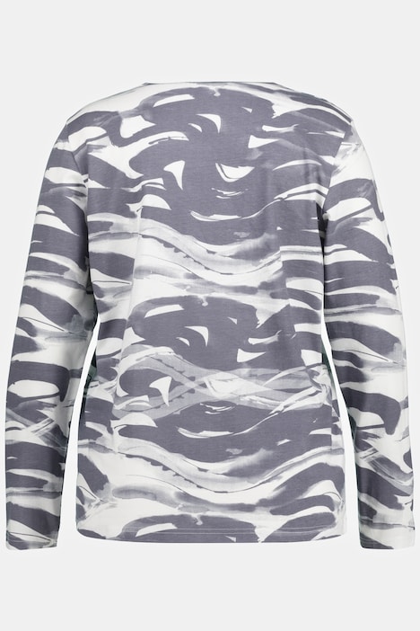 Shirt, Wellen, V-Ausschnitt, Langarm, Biobaumwolle