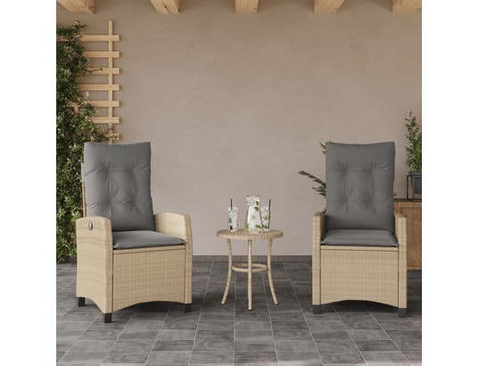 VIDAXL - Chaises inclinables jardin lot de 2 et coussins résine tress...