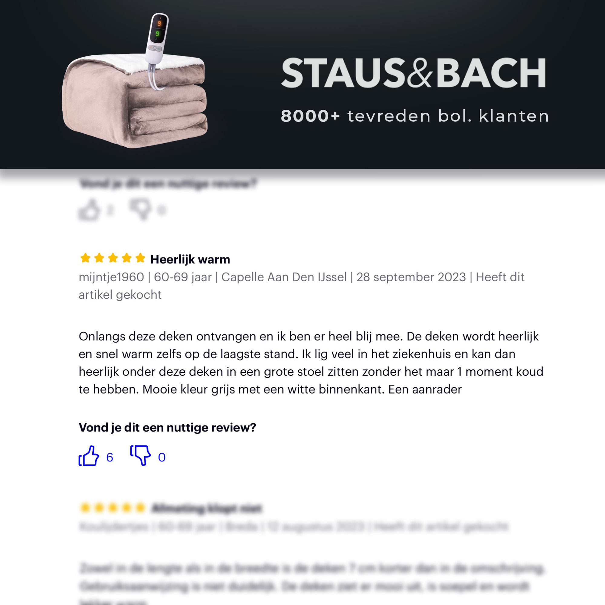 STAUS&BACH Powernap 1-persoons elektrisch deken - Dusty Pink