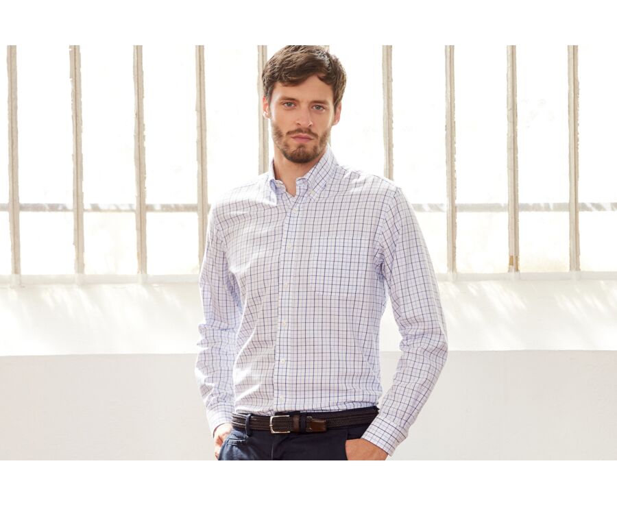 Chemise flanelle carreaux bleus - LINDSAY