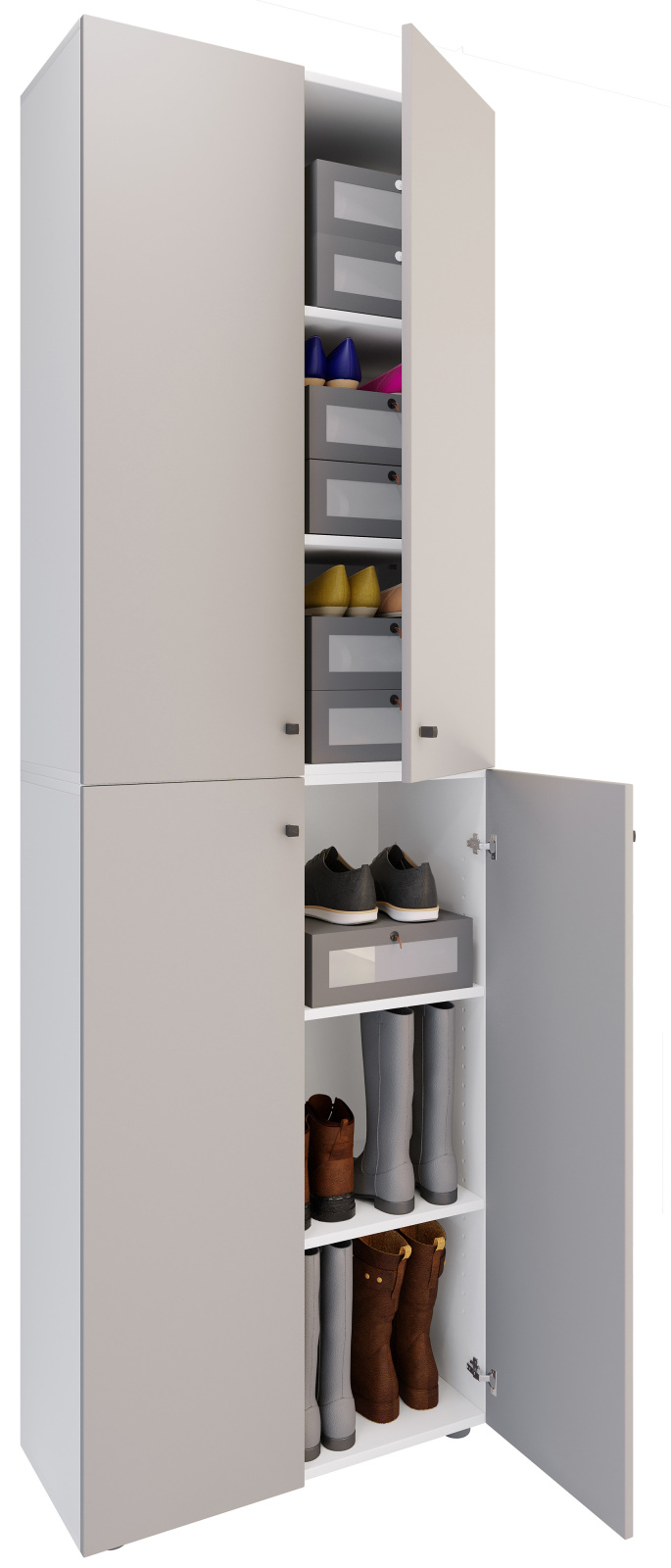 Schuhschrank LONA XL - weiß-grau - 6 Fächer