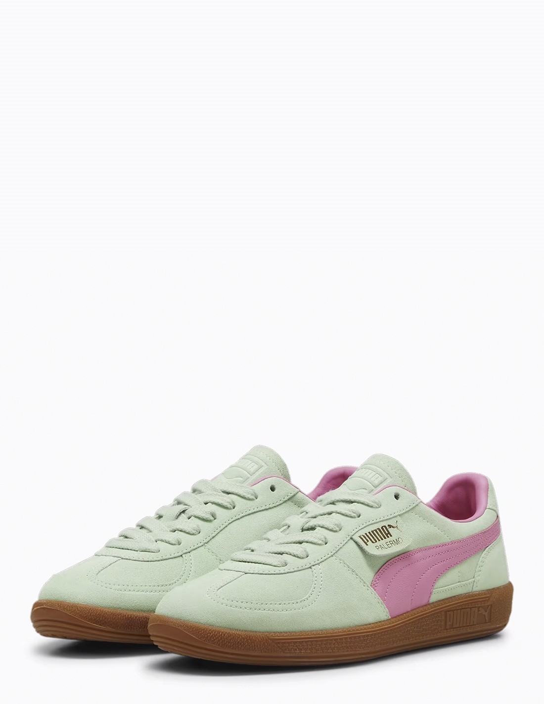 puma Sneakers Femme Palermo Vert/Rose Daim
