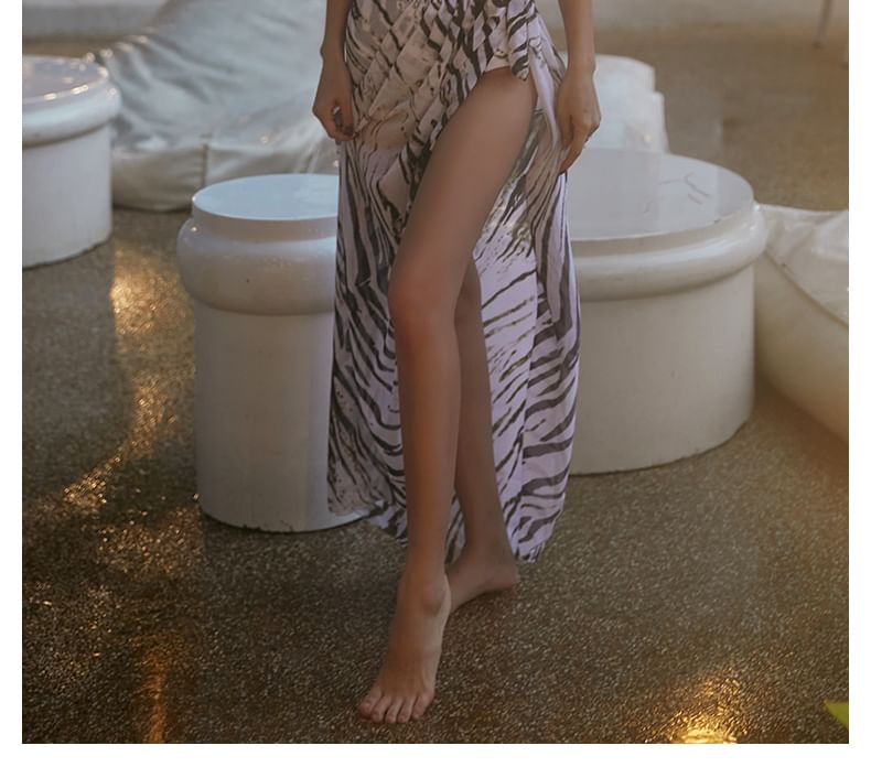 SANQI - Set: Zebraprint badpak + omslagrok