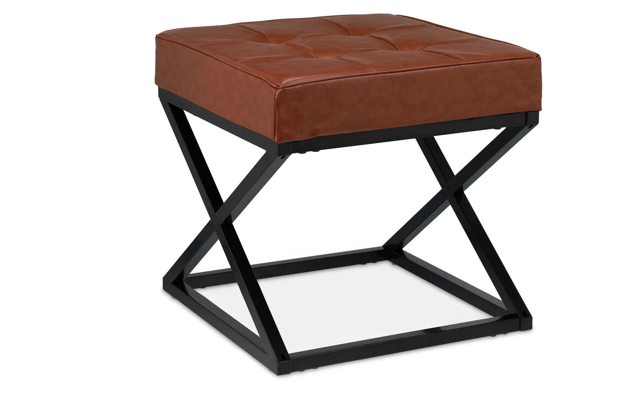 Hocker mit Kunstleder Braun/SchwarzSitzhocker mit Kunstleder