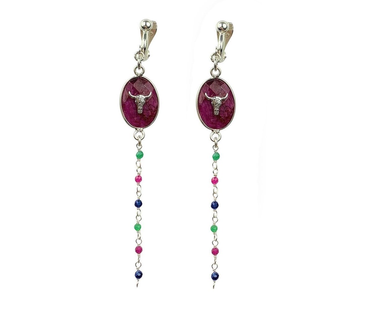 Boucles d'oreilles clips Mayurasana Argent