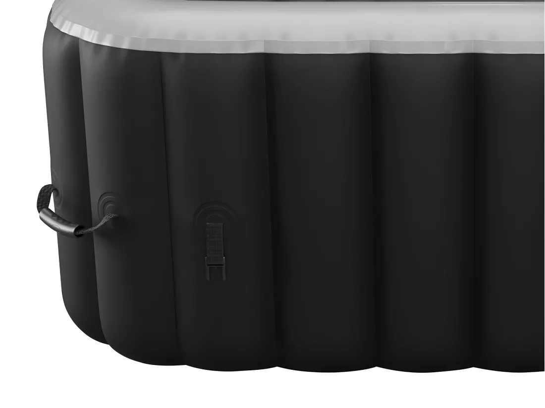 Spa gonflable carré 4 places - L154 x P154 x H65 cm - 120 buses d'air - Noir et gris - B-COSY II