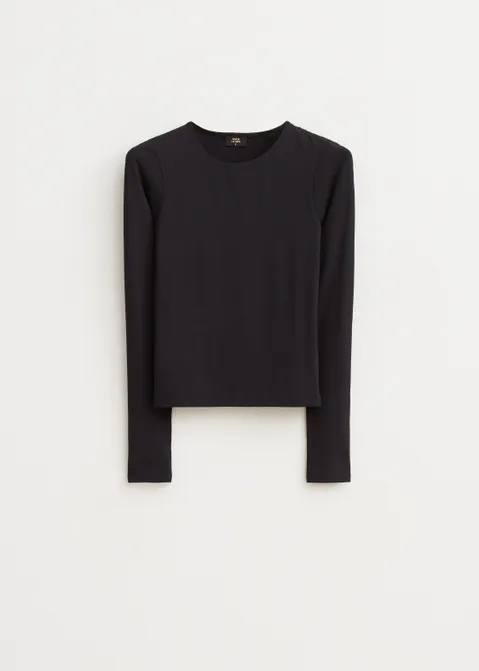 Basic t-shirt met lange mouwen zwart (ZWART)
