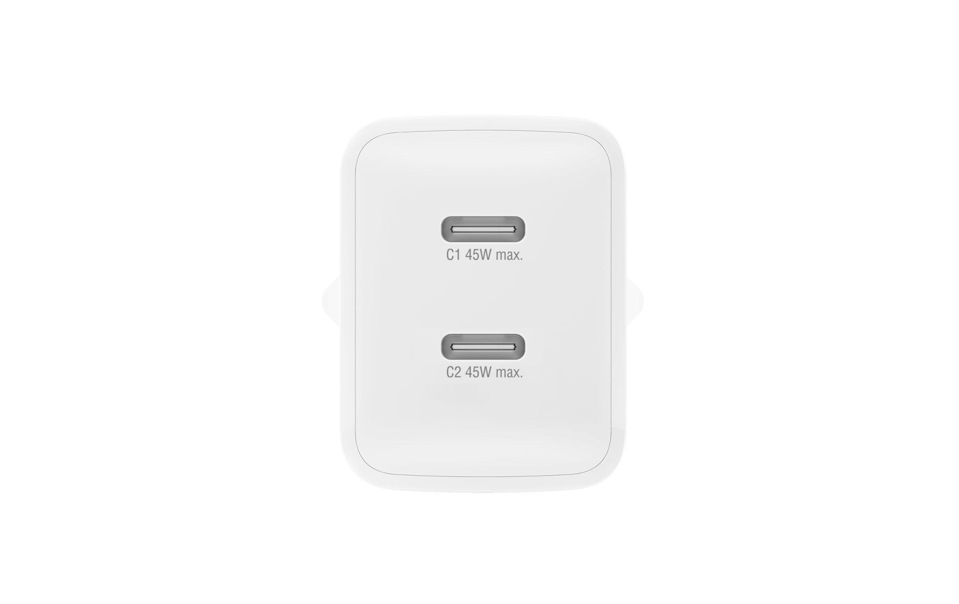USB-Wandladegerät PDPlug Dual 2x USB-C 45 W GaNSchnelles Ladegerät mit 2x USB-C-Anschlüssen