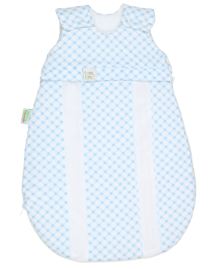 Jersey-Schlafsack BABY-NEST® PRIMA KLIMA KARO in hellblau/weiß