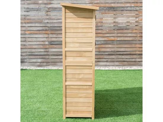 Abri de Jardin en Bois, Cabane de Jardin Extérieur Double Portes avec Loquet, Toit Incliné en Asphalte, Cabanon Jardin Extérieur, 140 x 50 x 162 cm