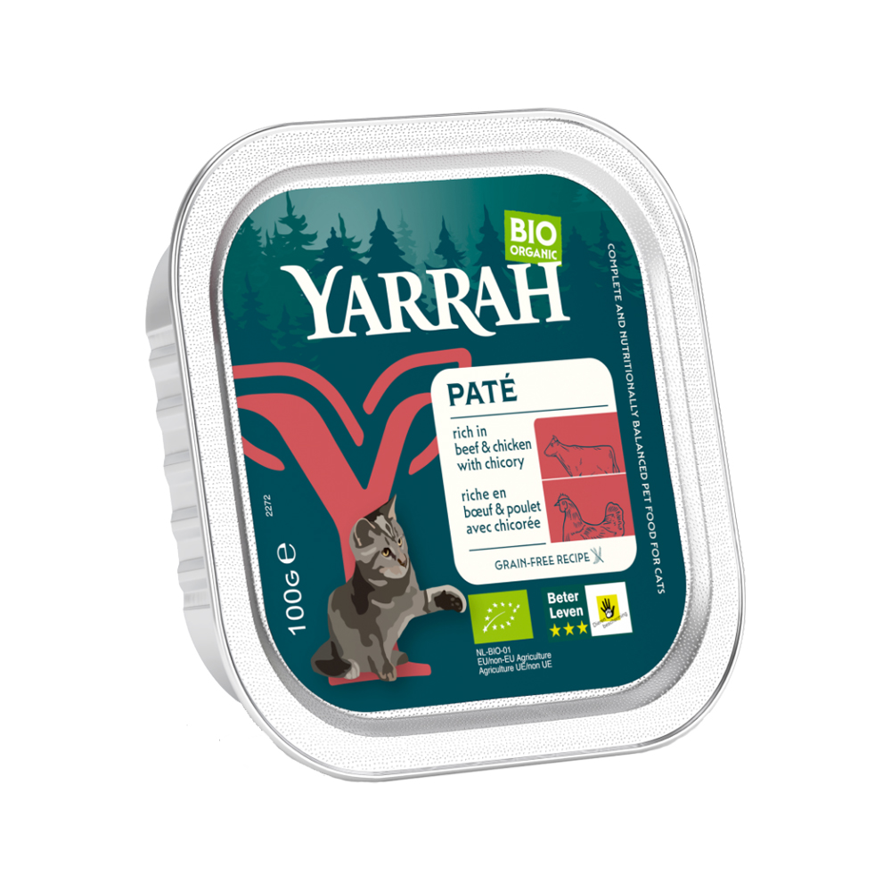 Yarrah - Bio Paté Kat - Kuipje - Kip en Rund