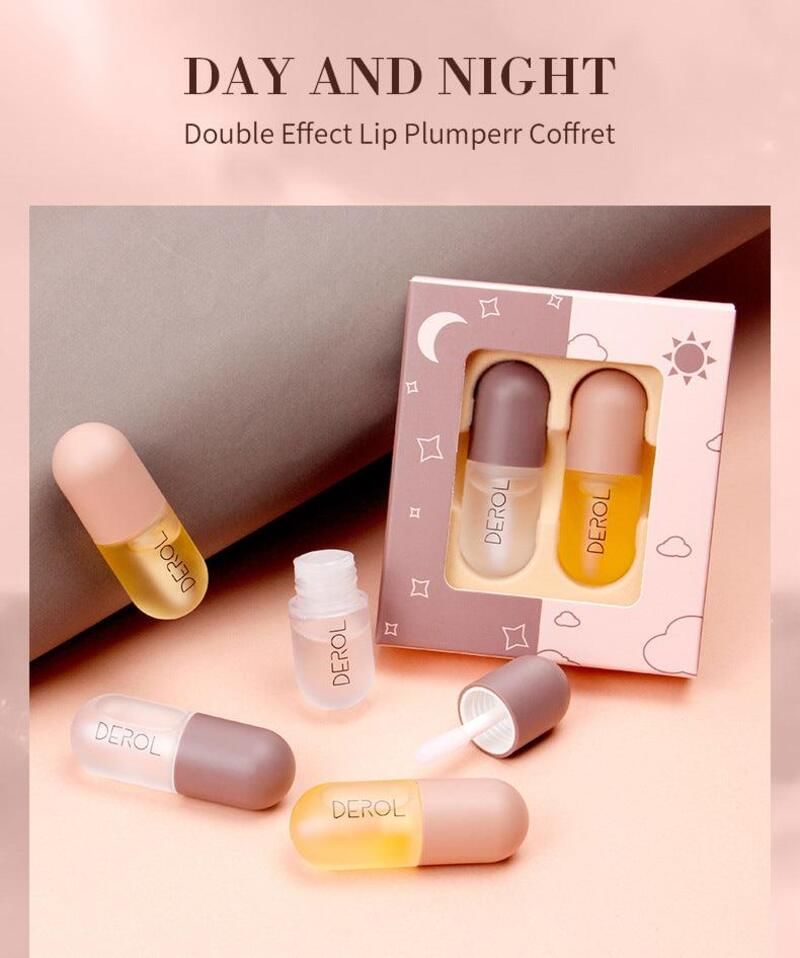 DEROL - Set van 2: Dag- en nacht lip plumper olieset