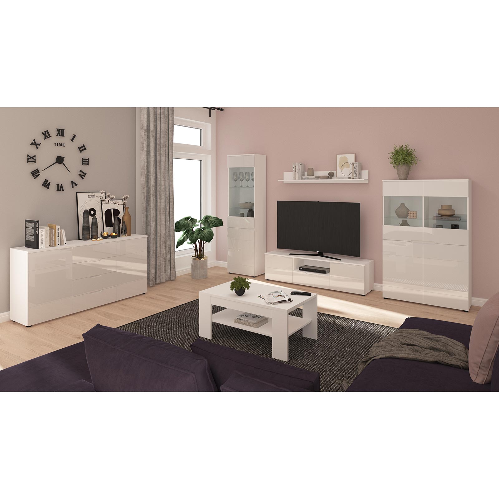 Barschrank HILTON - weiß Hochglanz - 120 cm