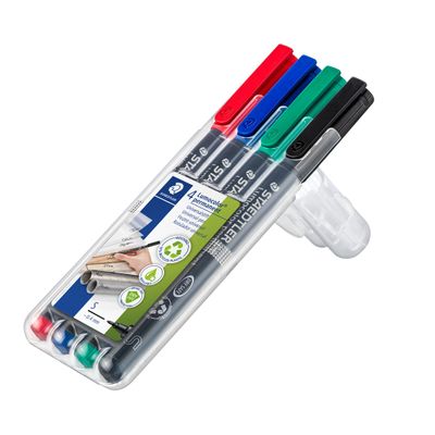STAEDTLER LUMOCOLOR 313 - Pack de 4 marqueurs permanents - pointe super fine - couleurs assorties