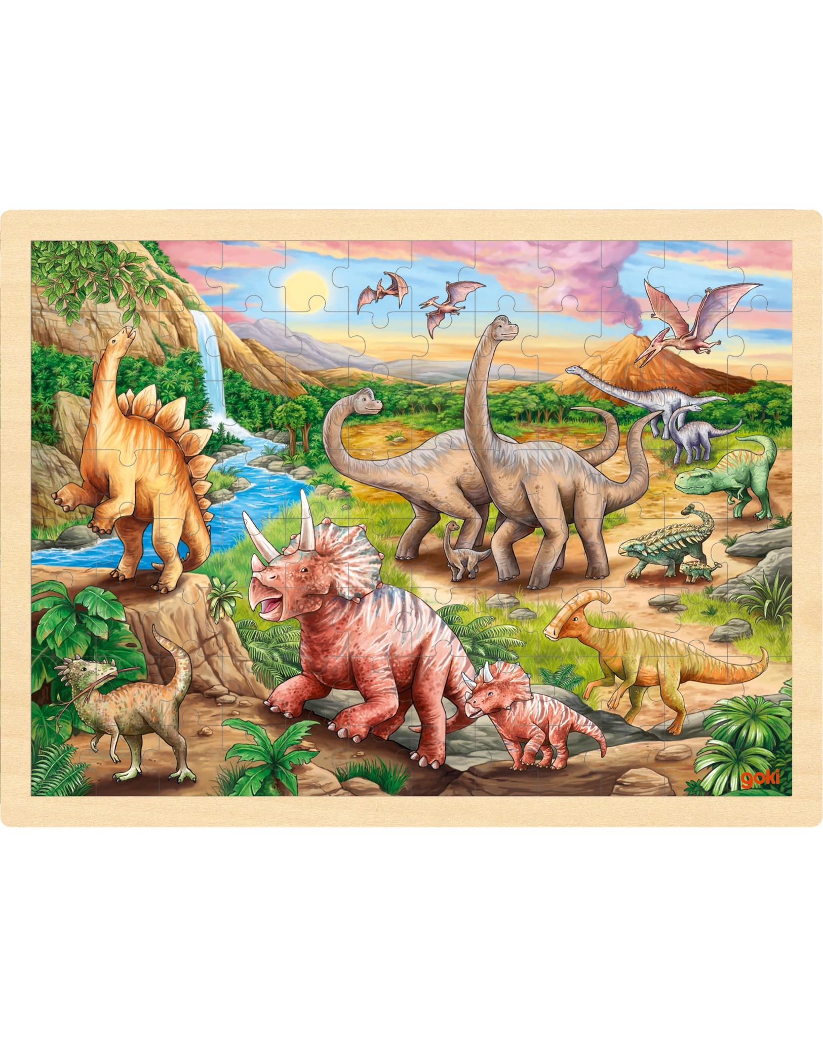 Einlegepuzzle DINOWANDERUNG aus Holz