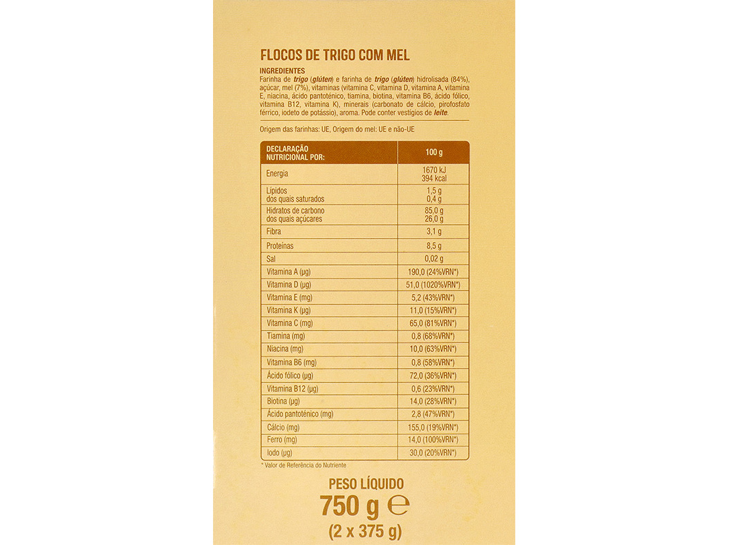 FLOCOS AUCHAN CEREAIS COM MEL 750G
