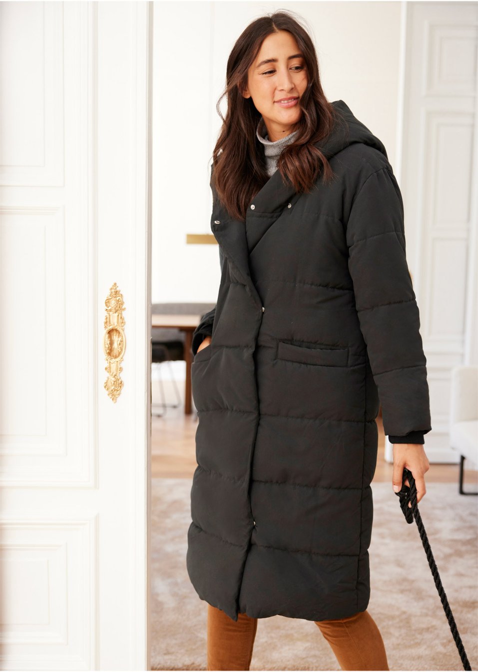Manteau oversize matelassé avec capuche, en polyester recyclé