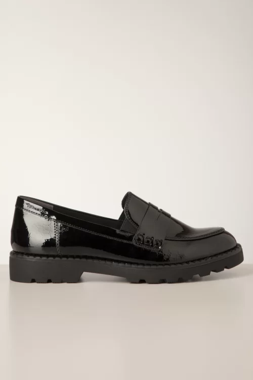 Tamaris Marcie Loafers in lak zwart