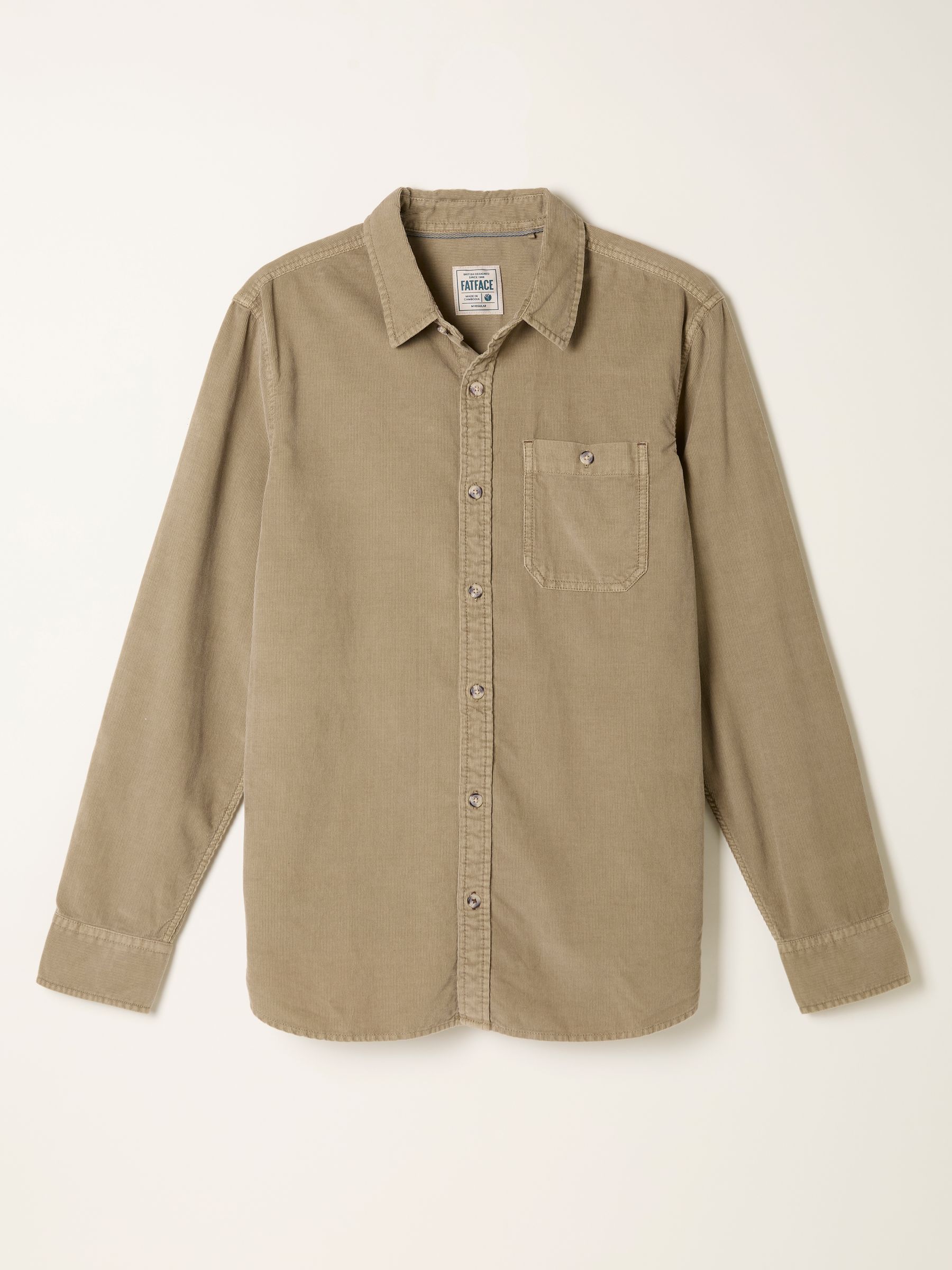 Donker naturel - FatFace corduroy overhemd met lange mouwen