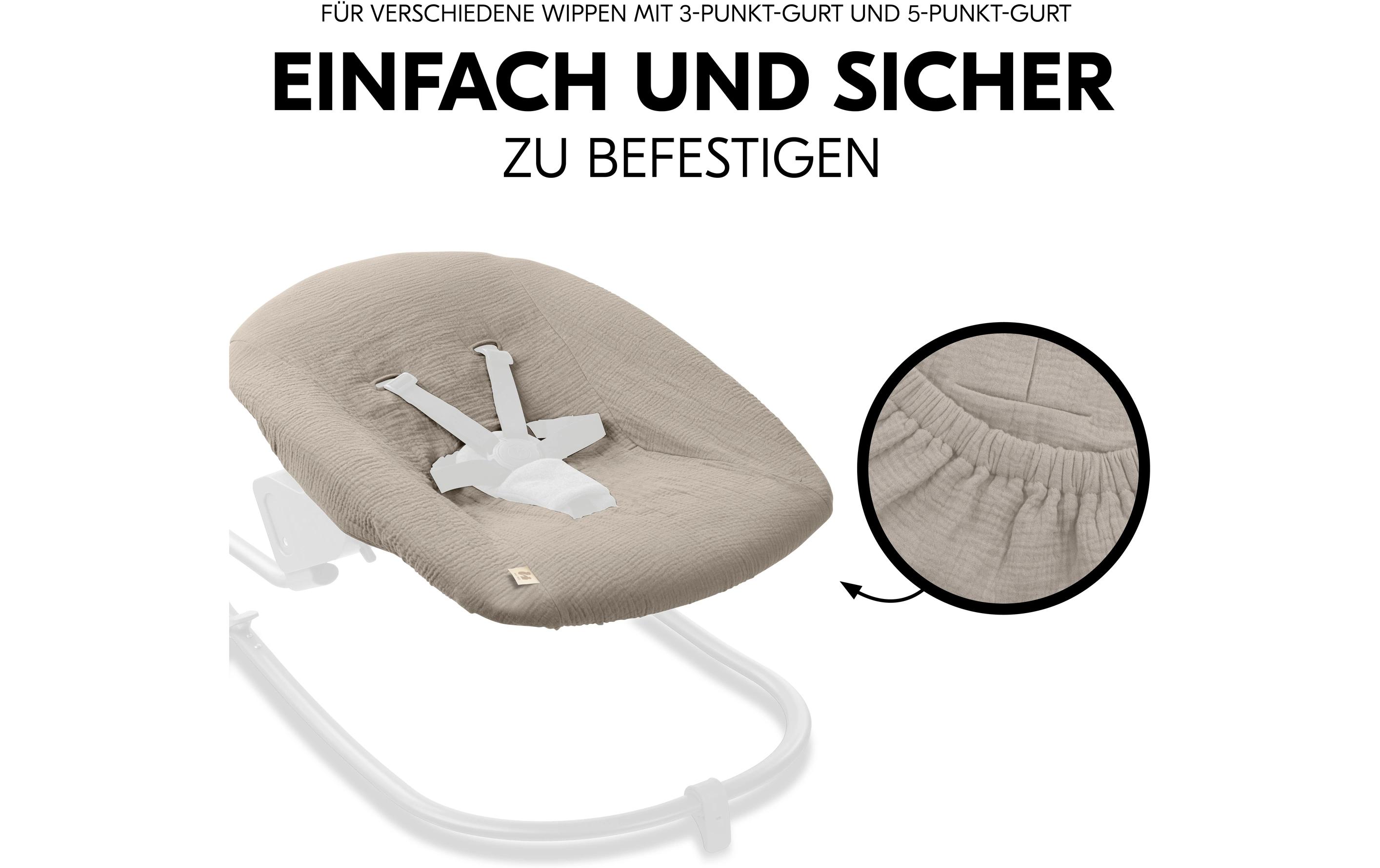 Hochstuhlaufsatz Bouncer Bezug BeigeAtmungsaktiver Baumwollbezug für Babywippen