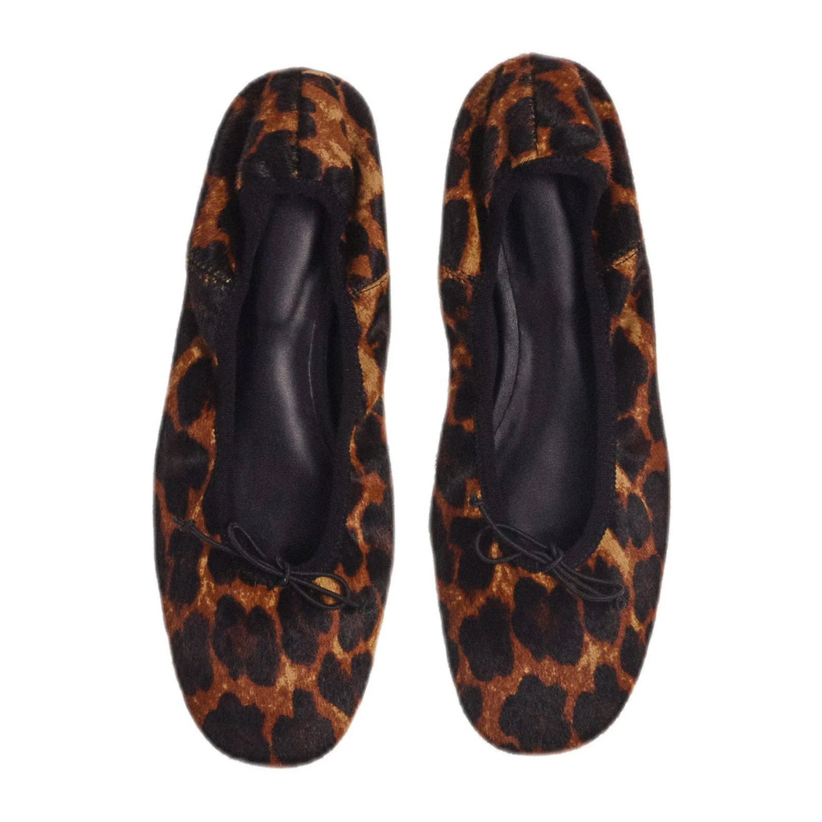 Mango leren ballerina's met panterprint zwart/cognac