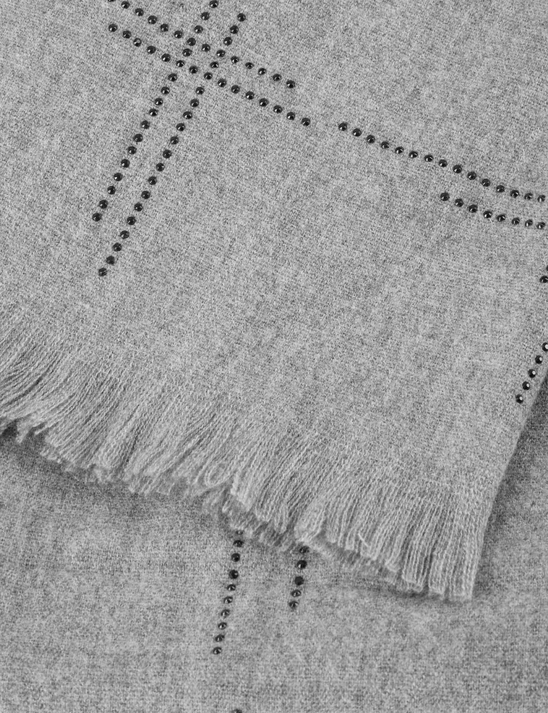 Écharpe avec strass et franges gris moyen femme - gris_moyen