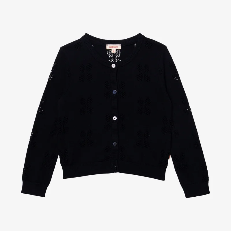 Cardigan bébé fille ajouré marine bleu Catimini Bleu