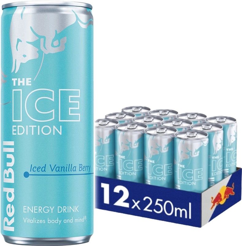 Red Bull - Winter Edition - Energy Drink - Iced Vanilla Berry Smaak - 12 x 0,25L Blik - Sugarfree
