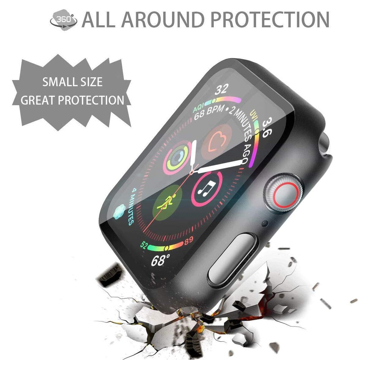 Skjermbeskytter til Apple Watch 4/5/6 (44 mm) og Apple Watch SE i herdet glass