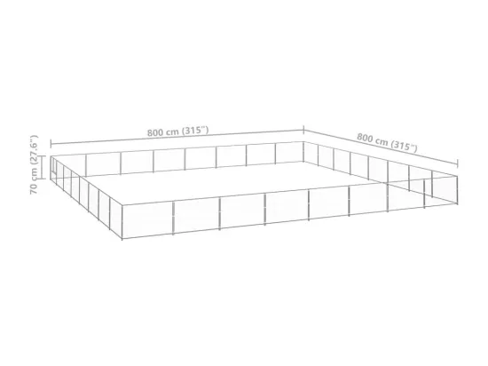 Chenil extérieur cage enclos argenté 800 x 800 x 70 cm 02_0000296