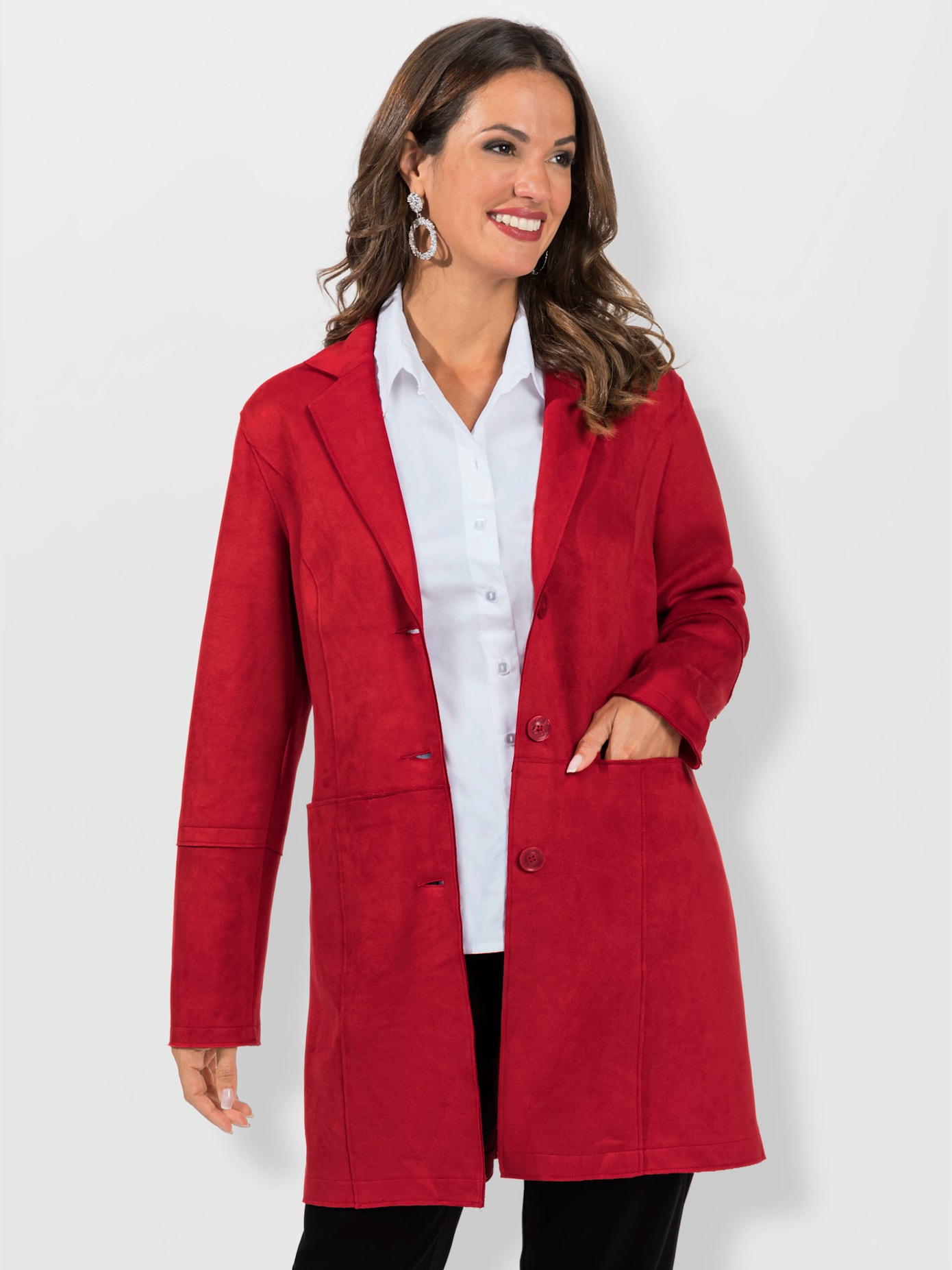 Blazer long au toucher velouté