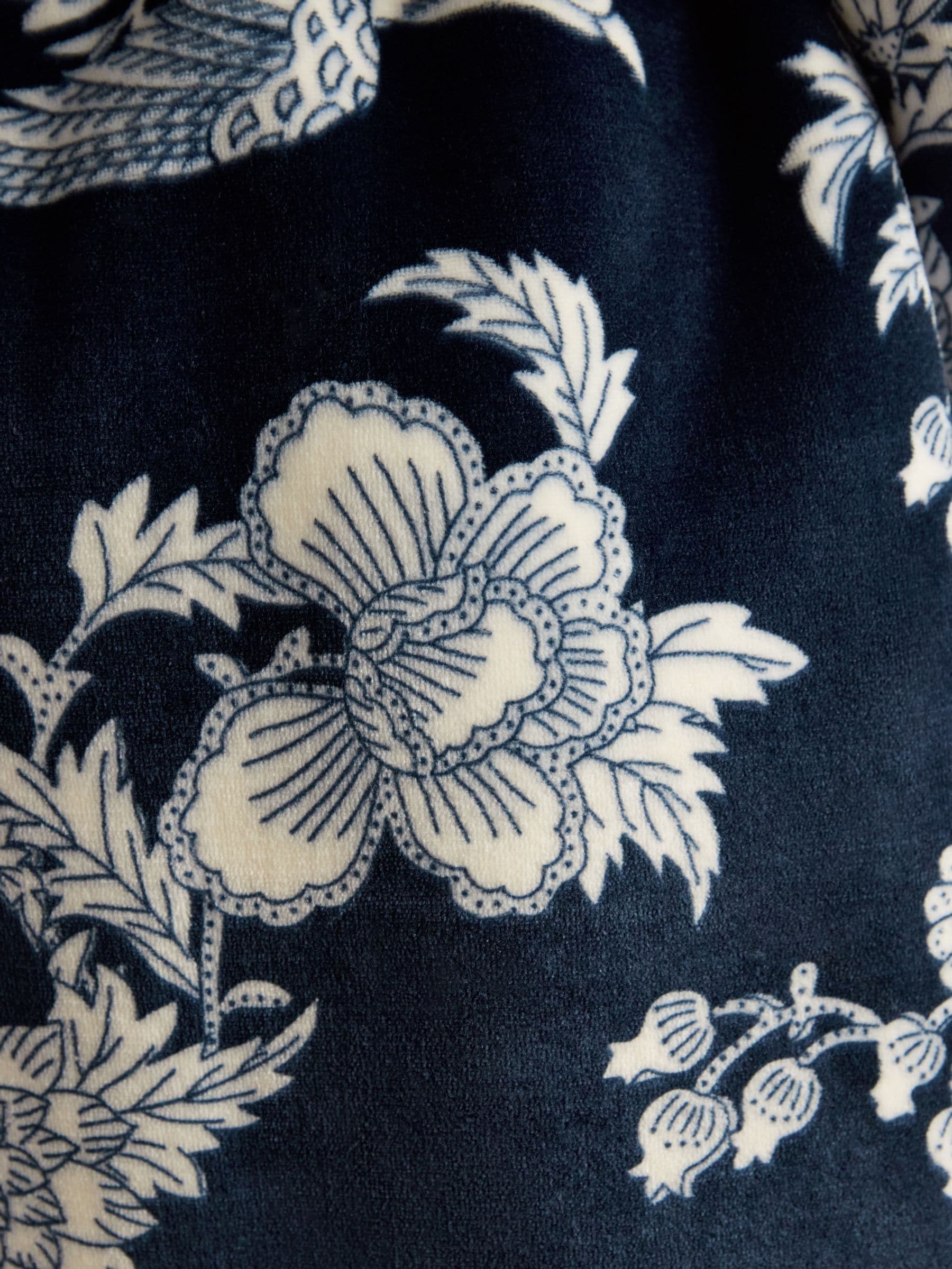 Marineblauw met bloemen - Joules Matilda - Zachte fleece badjas
