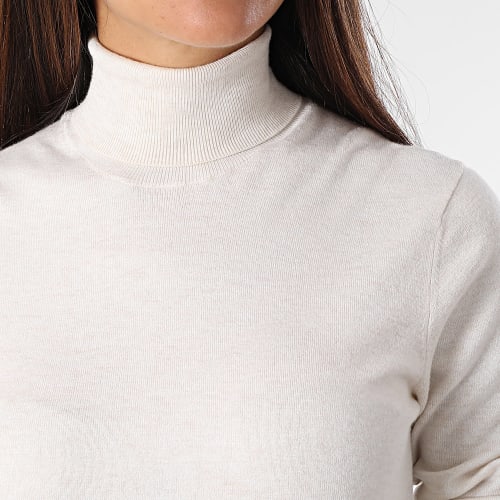 Pull Col Roulé Femme JJXX Ava Beige Chiné