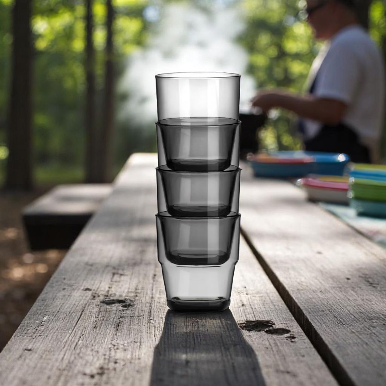 Flamefield stapelbaar waterglas Smoke (set van 4)