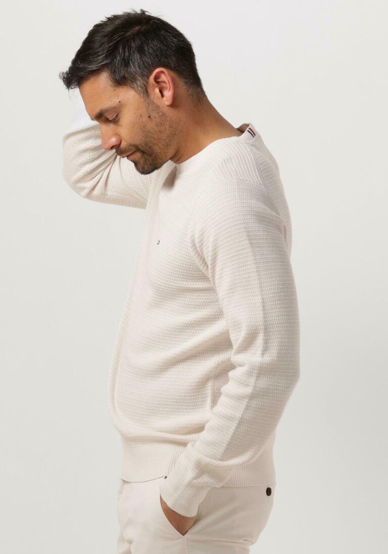 TOMMY HILFIGER gebroken wit tommy hilfiger sweater interlaced structure crew neck