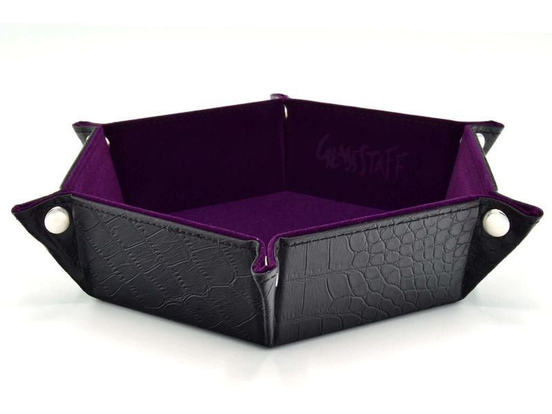 Glass Staff Hexagonal Foldable Rolling Tray Dragon Skin Vio Faltbares oktagonales Dice Tray