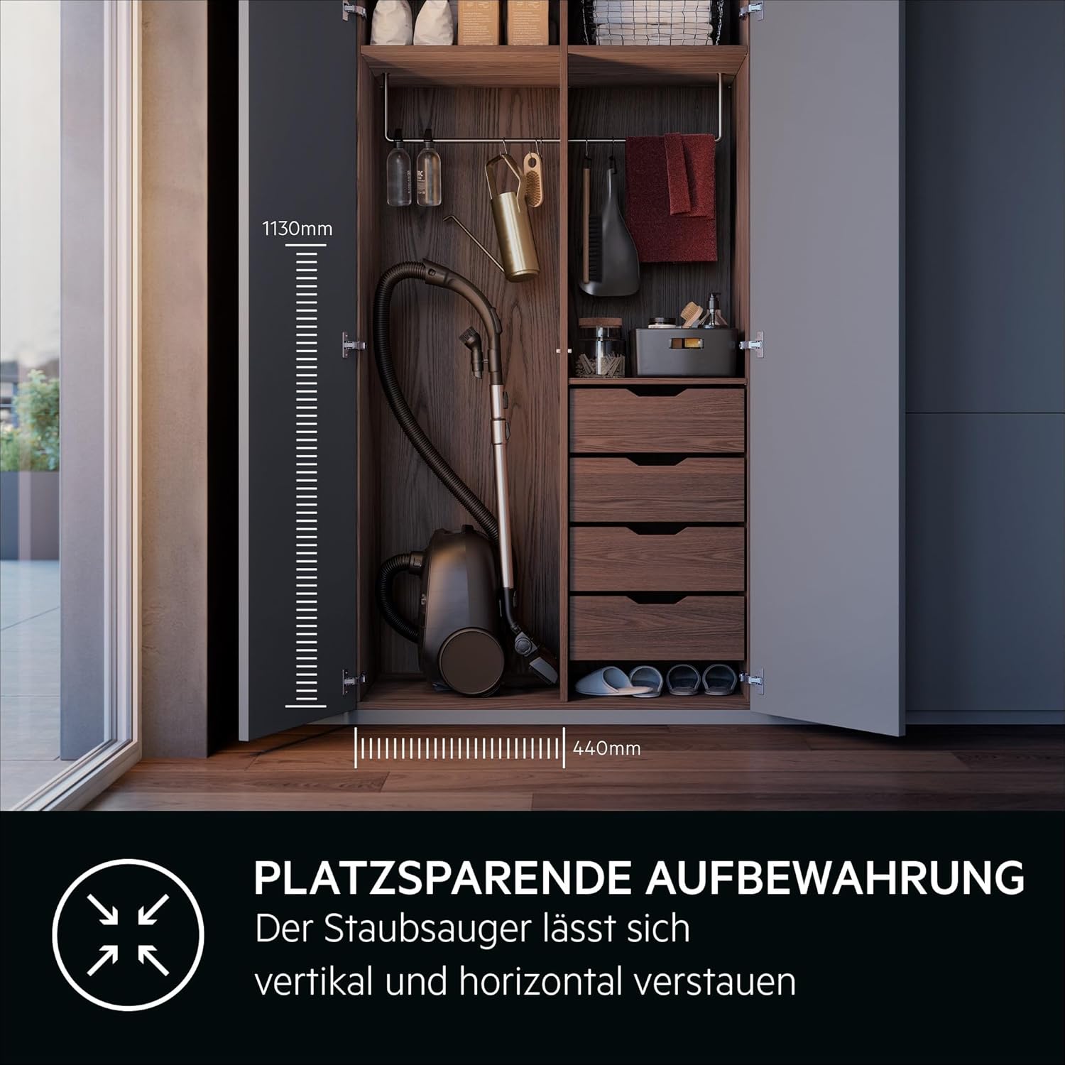 AEG CLEAN 6000 Staubsauger mit Beutel, Hohe Saugleistung, inkl. Zusatzdüsen, 55 % Recyclingkunststoff, für Haustierbesitzer, Reinigen von Polstern, 12 m Aktionsradius, 850 W, Blau, AB61C2DBS