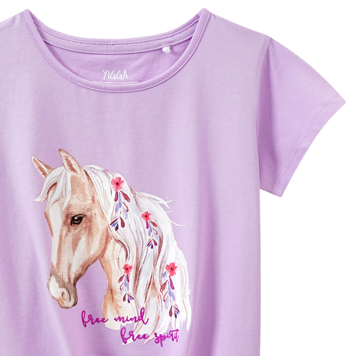 Yigga Mädchen T-Shirt mit Knoten-Detail helllila