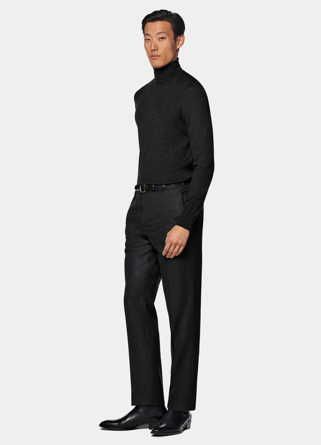 Col roulé Merino gris foncé
