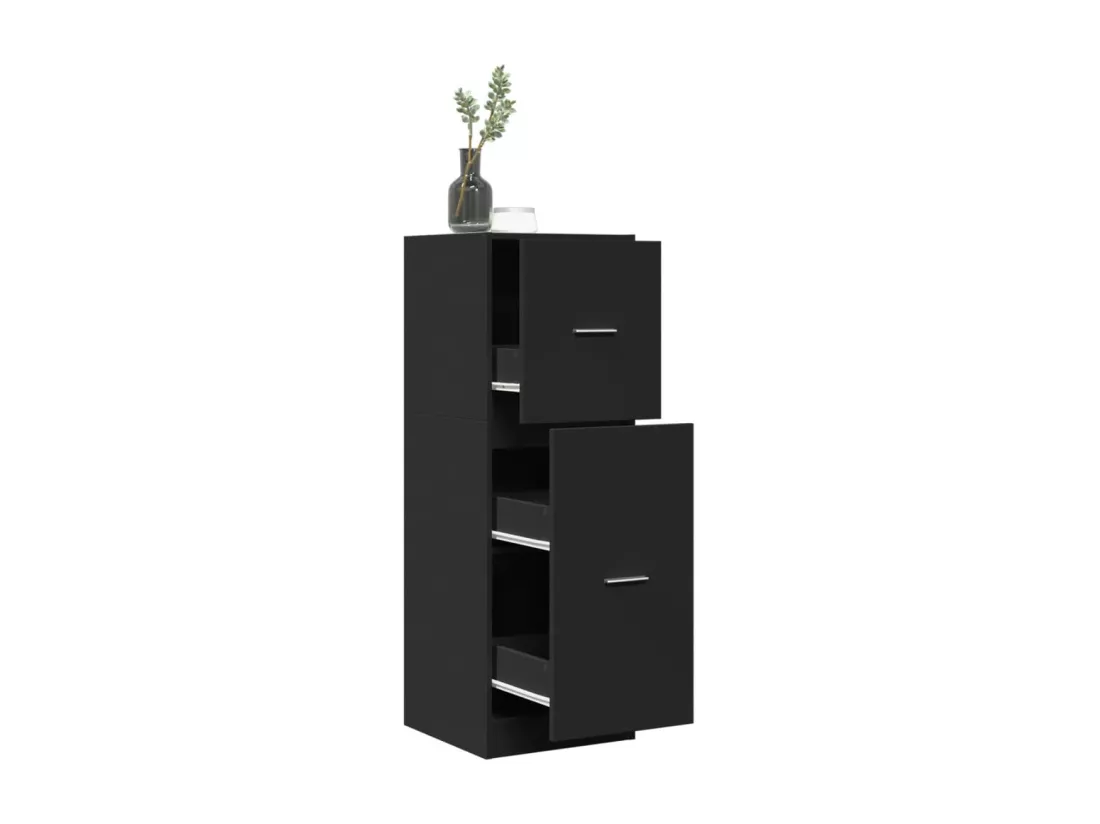 Armoire d'apothicaire noir 40x41x118 cm bois d'ingénierie