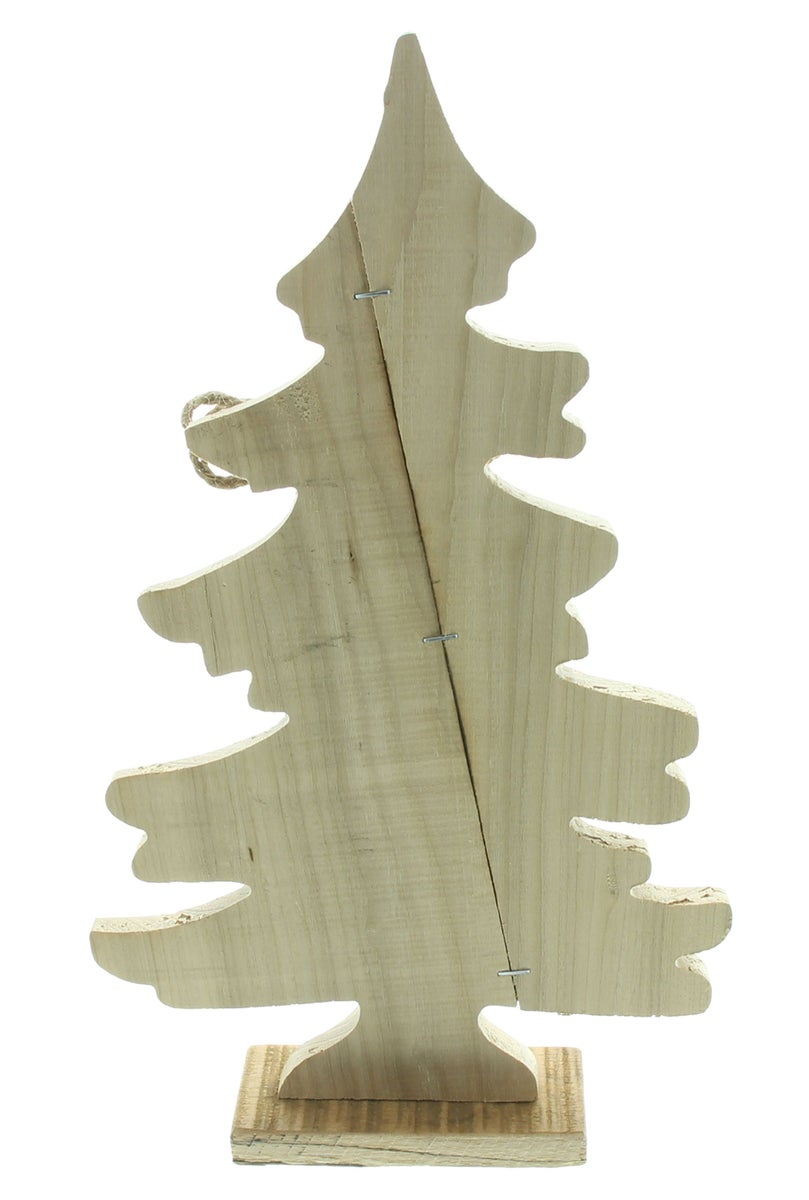 FRANK FLECHTWAREN | Houten decoratie Merkboom, 21 x 5,5 x 37 cm, SPAR, POPULIER, JUTE