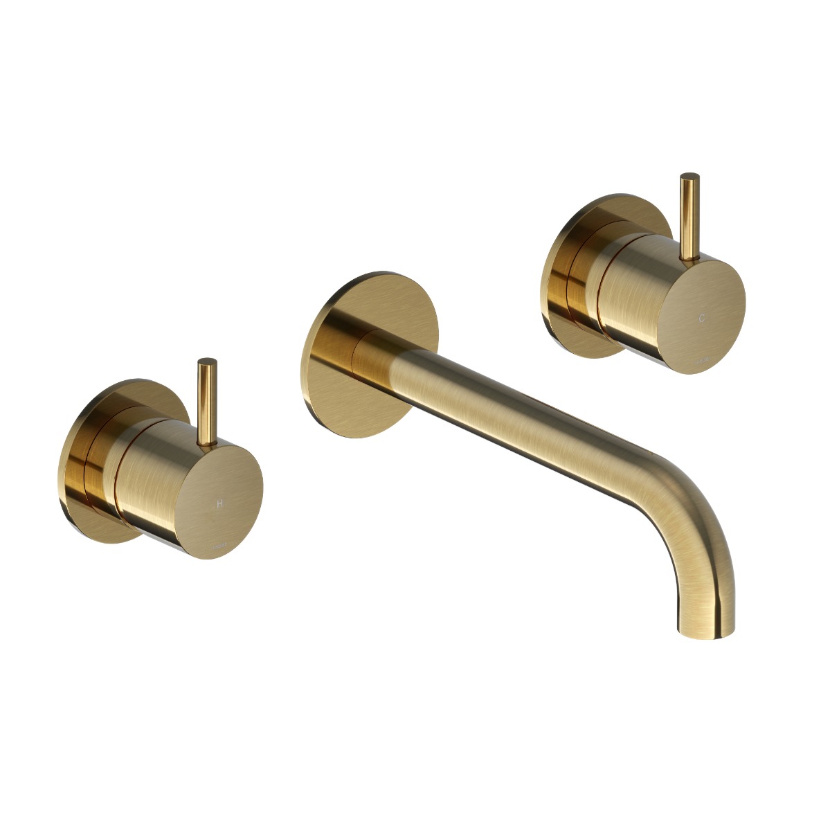 Hotbath Cobber 3-gats inbouw wastafelkraan 18cm geborsteld messing PVD