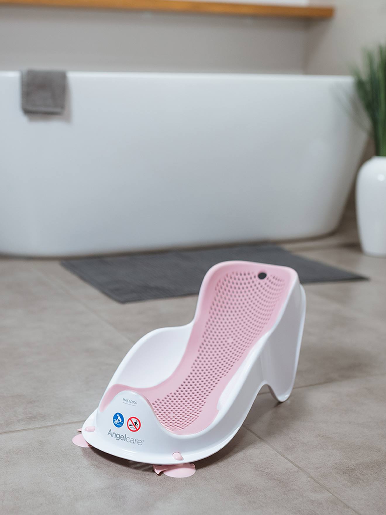 Rede de banho Fit ANGELCARE, tamanho médio, cinza liso