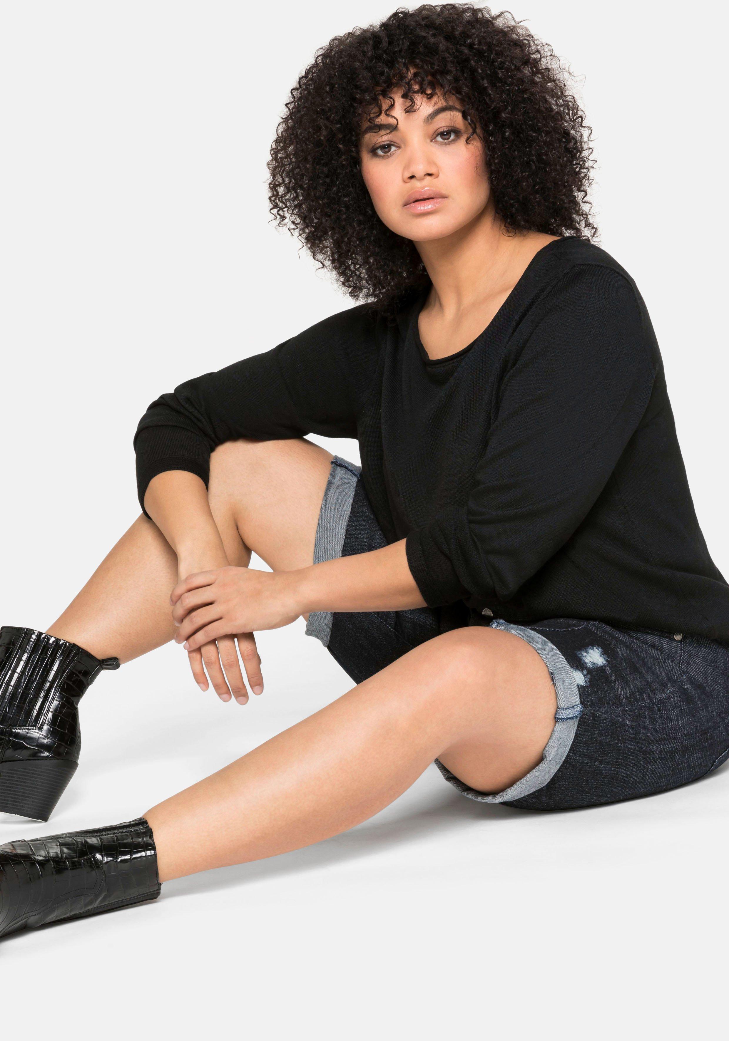 Jeansbermudas im Used-Look