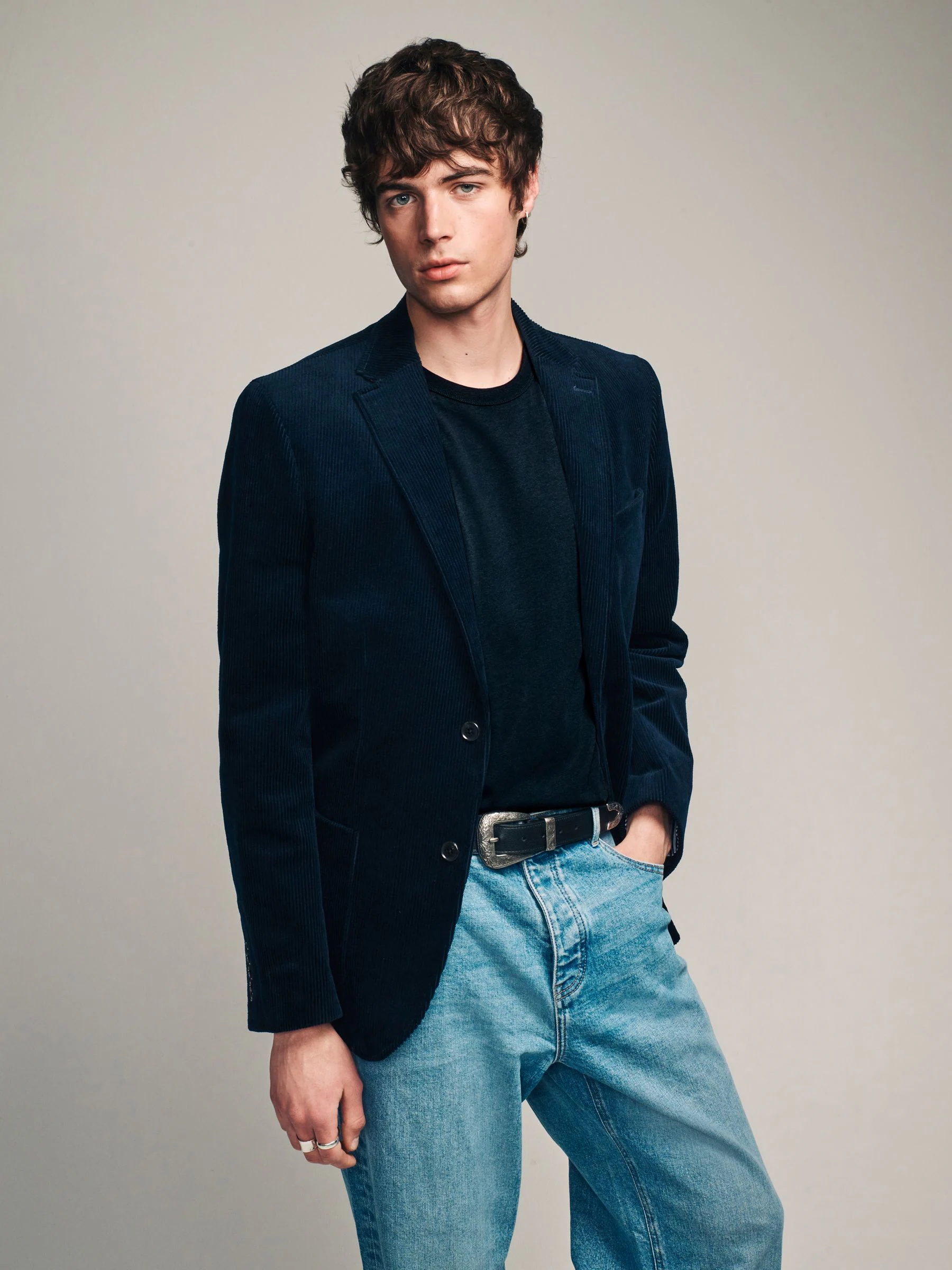 Donkerblauw - Corduroy blazer