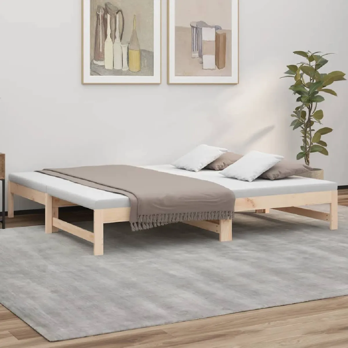 vidaXL Lit coulissant 90x190 cm Bois de pin Massif
