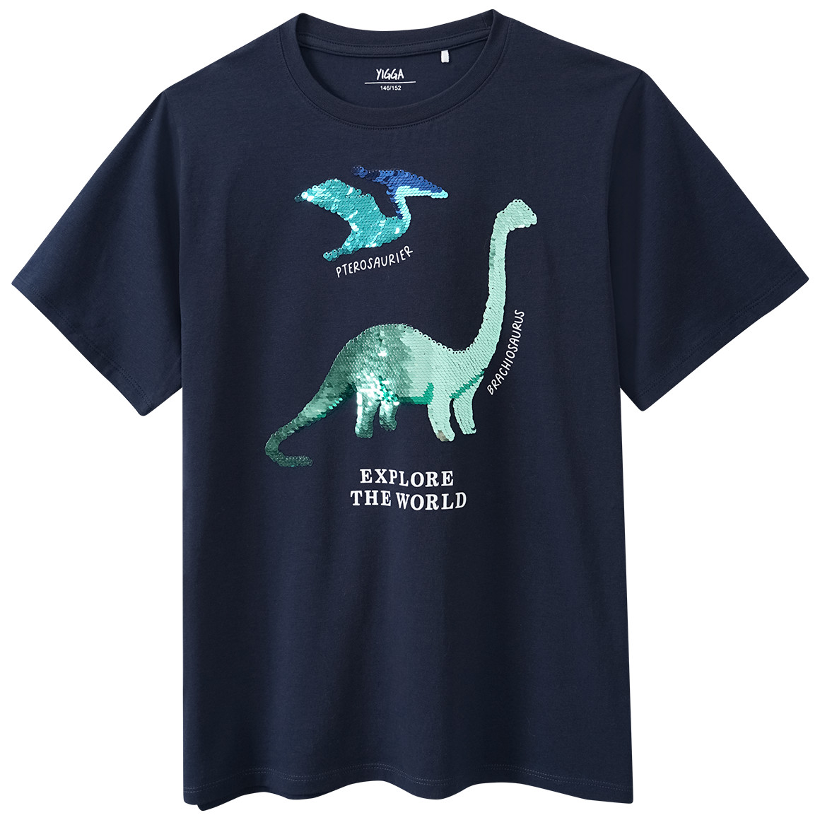 Yigga Jungen T-Shirt mit Wendepailletten dunkelblau