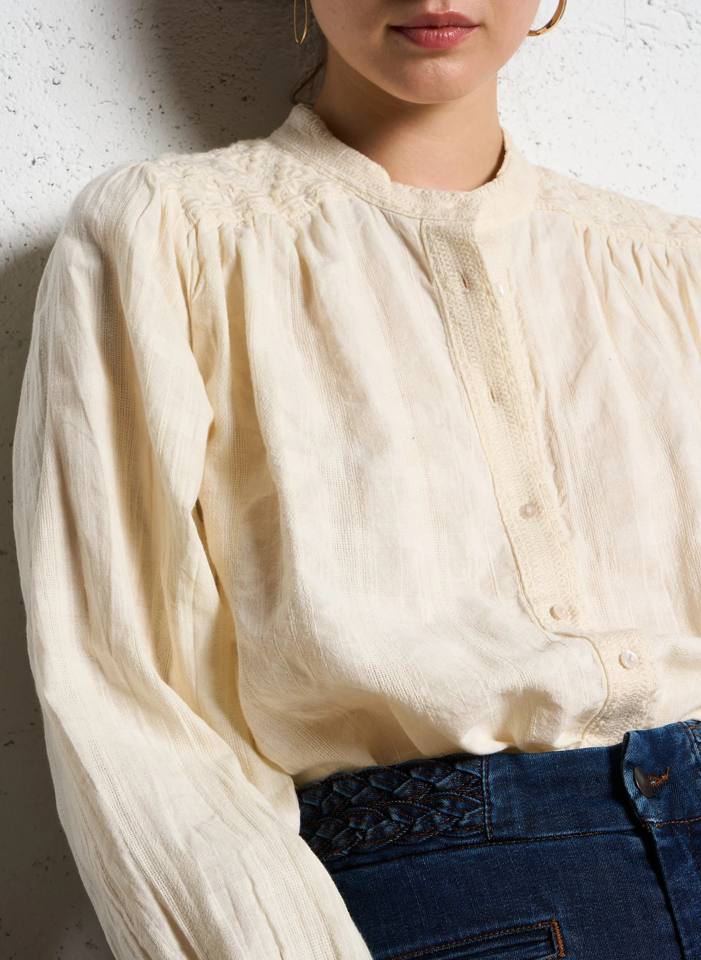 DAMUSI BETH - Blouse col rond en coton | Blanc